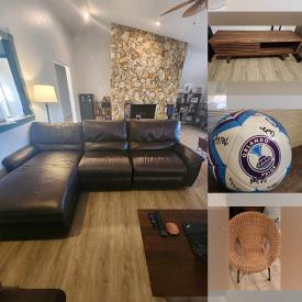MaxSold Auction: This online auction includes furniture such as a wardrobe, coffee table, La-Z-Boy sectional sofa, dining table set, small woven bench, leather loveseat, wicker chair and others, lamps, mini fridge, signed Orlando Pride soccer ball, robot vacuum, mini fridge and more!