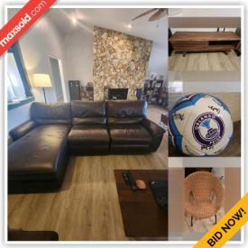 MaxSold Auction: This online auction includes furniture such as a wardrobe, coffee table, La-Z-Boy sectional sofa, dining table set, small woven bench, leather loveseat, wicker chair and others, lamps, mini fridge, signed Orlando Pride soccer ball, robot vacuum, mini fridge and more!