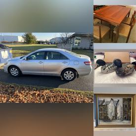 MaxSold Auction: This online auction includes a 2011 Toyota Camry, wall art including from artists Tom Thomson, Sue Coleman, Bill Reid, Wendy Tretheway, AJ Casson and others, furniture such as a loveseat, occasional table, wood hutch, bookshelves, tables, chairs and others, floor lamp, Asian decor, decoy ducks, animal decor, cutlery, retro lamps, Asian decor, vinyl records, sports equipment, books, cameras, stamps, jewelry and much more!