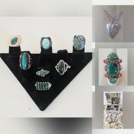 MaxSold Auction: This online auction features sterling silver/gemstone jewelry, antique jewelry, Mexican sterling jewelry, charm bracelets, 14k GE rings, costume jewelry, watches, vintage pocket mirrors, copper bracelets, vintage makeup cases, and much more!