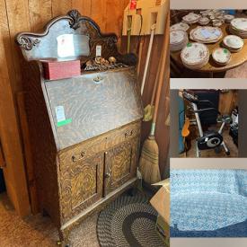 MaxSold Auction: This online auction includes furniture such as an antique secretary, desk, tables, chairs, sofa bed and others, vintage sewing machines, vintage typewriter, Royal Albert and other china, kitchenware, small kitchen appliances, linens, VHS, exercise bike, chemistry equipment, remote controlled helicopter, coolers, cleaning tools, Coleman pool, mirror and more!