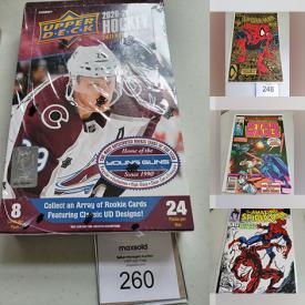 MaxSold Auction: This online auction includes comic books featuring Spiderman, X-Men, Transformers, Superman, Secret Wars, Teen Titans, Rocket Racoon, Captain Canuck, Iron Man and others, sealed trading card boxes, Lego mini figures and many more!