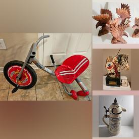 MaxSold Auction: This online auction features comics, model figures, carved wood figures, outdoor flags, video games, NIB swimwear, tiki masks, vintage Lenox figurines, Disney clothing, vintage nativity blow molds, Jim Shore figure, art glass, NIB Barbies, and much more!!