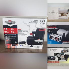 MaxSold Auction: This online auction includes new items such as small kitchen appliances, holiday lights, exercise equipment, Funko POP, Christmas cards, DVDs, framed art, electronics, houseware, hardware, ladies shoes, gaming headsets, golf accessories, and much more!