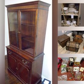 MaxSold Auction: This online auction includes furniture such as a coat tree, dresser, Knetchel cabinet, table and chairs, side tables, chairs, cabinets and others, mirrors, vinyl records, trinket boxes, kitchenware, small kitchen appliances, trinket boxes, china, Royal Doulton and other figurines, pottery, party supplies, craft supplies, wall art, silverplate, jewelry, accessories, frames, Bose system, brassware, clothing and much more!