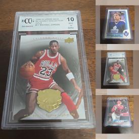 MaxSold Auction: This online auction includes sports trading cards such as Michael Jordan, Sidney Crosby, Tom Brady, Shohei Ohtani, Kobe Bryant, Wayne Gretzky, Vladimir Guerrero Jr, Babe Ruth, Sandy Koufax, jersey cards and more!