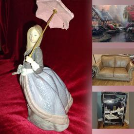 MaxSold Auction: This online auction features wood carvings, Lladro figurines, small kitchen appliances, framed Kinkade print, area rug, teacup/saucer sets, printer, leather furniture, Asian style cabinet, lift lounger, TV, W Borte artwork, and much, much, more!!