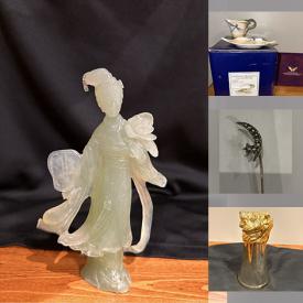 MaxSold Auction: This online auction includes Franz porcelain, Royal Doulton decorative plates, Royal Worcester and other china, silver plated items, steins and tankards, glass dishware, golf leaf dish, ginger jars, Trisha Romance prints, pottery, Precious Moments figurines, vintage pins, vintage brooches, Limoges, Regal Canada doll, LED potlights, PVC connectors and more!