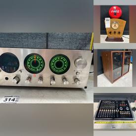 MaxSold Auction: This online auction features vintage Coca-Cola radio, beer sign, mini Victrola lamp & radios, speakers, stereo components, small player piano, CCTV camera system, microphone stands, cameras & lenses, antique vibrograph, video game accessories, punching bag, laptops, and much more!