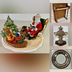MaxSold Auction: This online auction includes blow mold lighted toy soldiers, vintage Christmas ornaments and other Christmas decor, carved Tourmaline dragon incense burner, cat cast iron coat hook, Royal Worcester and other china, Murano glass, vintage sports cards, Pokemon cards and other trading cards, books, jewelry, shoes, accessories, dollhouse miniatures, Harman Kardon speaker system, vintage records, cameras, Lenox, vintage Schoenhut toy piano, Swarovski, vintage Elna sewing machine and more!