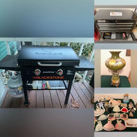 MaxSold Auction: This online auction features sleigh bed, dining room table & chairs, small kitchen appliances, TV, patio furniture, Blackstone grill, yard tools, ukuleles, firepit, power & hand tools, toolbox, lighted village, compressor, tackle box, comics, collectible tins, stained glass lamps, brass lamps, and much more!