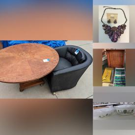 MaxSold Auction: This online auction features vintage dining table & chairs, vintage floor lamp, desk & chair, wicker trunk, cedar chest, patio furniture, tub chair, golf clubs, vintage Pyrex, decorative plates, vintage costume jewelry, souvenir spoons, Currier & Ives dishes, and much more!