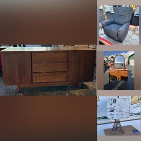 MaxSold Auction: This online auction features recliners, exercise equipment, desks, shelving, small kitchen appliance, golf clubs, TV cabinets, framed artwork, patio furniture, wine racks, side tables, and much, much, more!!