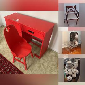 MaxSold Auction: This online auction includes Sony Bravia TV, Lladro decor, furniture such as bamboo lounge chairs, shelving units, MCM sofa, dressers, and desks, stereo equipment, area rugs, sterling silver flatware, Wedgwood, fine china, lamps, and much more!