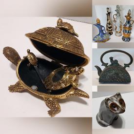 MaxSold Auction: This online auction includes collectibles such as vintage decanters, Fenton glass, fine china, Murano glass, sterling silver jewelry, antique teapots, Asian decor, wall art and more!