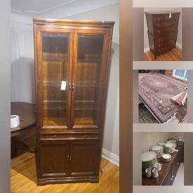 MaxSold Auction: This online auction includes furniture such as side tables, pine dresser, futon, couch, antique desk, adjustable bed, living set, display cabinet and other, kitchenware, crystalware, figurines, knitting supplies, rocking horse, Noritake, Mikasa and other china, Bissell carpet cleaner, rugs, wall art, ball thrower and more!