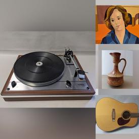 MaxSold Auction: This online auction features acoustic guitars, turntables, speakers, stereo components, vinyl records, art plates, cameras, vintage books, wood carvings, Haida boxes, costume jewelry, and much, much, more!!