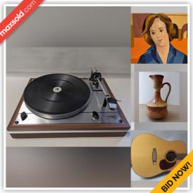 MaxSold Auction: This online auction features acoustic guitars, turntables, speakers, stereo components, vinyl records, art plates, cameras, vintage books, wood carvings, Haida boxes, costume jewelry, and much, much, more!!