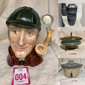 MaxSold Auction: This online auction features vintage Toby jug, art glass, camera lens, vintage jewelry, coins, vintagey Pyrex, stamps, vintage books, sports trading cards, vintage postcards, vintage dresser items, milk glass, and much, much, more!!