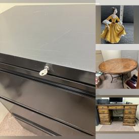 MaxSold Auction: This online auction includes furniture such as a sectional desk, office chairs, file cabinet, Kaufman desk, La-Z-Boy chair and others, baseball and hockey cards, toys, coat stand, microwave, Royal Doulton and other figures, books, office supplies, linens, printers, water cooler and much more!