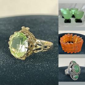 MaxSold Auction: This online auction features gold & gemstone jewelry, sterling jewelry, Art Deco vases, vintage jadeite, art glass, amber jewelry, perfume bottles, leather decanter, and much, more!!
