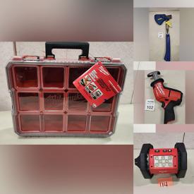 MaxSold Auction: This online auction features new items such as jobsite organizers, fan & clocks, measuring tapes, screwdriver sets, wrench set, snips, socket set, hackall, hammers, floodlights, bits, toolboxes, drill, palm sanders, jacks, drywall supplies, extension cords, gloves, painting supplies, ladders, pressure washer, long tools, and much, much, more!!!