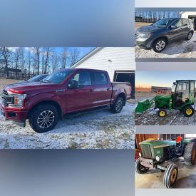 MaxSold Auction: This online auction includes a 2001 Honda 4 Trax, Ford F150, 2018 John Deere compact tractor, furniture such as a retro dining table, chairs, end table, cabinets, buffet, vinyl recliner, vintage couch, desks, bed frame, dresser, tub chair, shelving units and others, kitchenware, small kitchen appliances, ladder, infrared space heater, shop vac, Estate Mate trailer, Brute snowblower, plow attachments, whipper snipper and other yard tools, Holland Agriculture generator, hand tools, lamps, clothing, mirrors, seasonal decor, Filter Queen parts and much more!