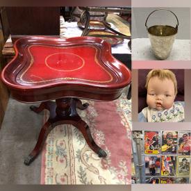 MaxSold Auction: This online auction features catering dishes, small kitchen appliances, costume jewelry, carousel horse figurines, vinyl records, watches, Lenox thimbles, mini village houses, collector plates, vintage Thumbelina doll, Nascar cards, wooden rocking horse, oil lamps, porcelain dolls, and much more!