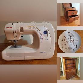 MaxSold Auction: This online auction features sewing machine, school desk, fitness gear, Lampe Berger, garden ornaments, office supplies, wicker furniture, small kitchen appliances, antique dresser, painting supplies, vintage electric fireplace,  and much, much, more!!