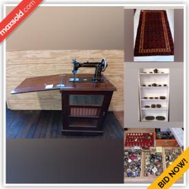 MaxSold Auction: This online auction features Longaberger baskets, Linwood Easton engraving, costume jewelry, art pottery, Asian side table, Lionel Edwards lithograph, jewelry chest, vintage sewing machine, vintage games, area rug, doll collection, and much more!