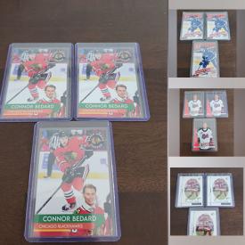 MaxSold Auction: This online auction features sports trading cards such as Connor Bedard, Auston Matthews, Michael Jordan, Patrick Mahomes, Tom Brady, Tony Amonte, Rod Brind’Amour, Carlos Delgado, Dominik Hasek, Danny Jansen, Nicklas Lidstrom, Mike Modano, Keith Primeau, Sammy Sosa, Doug Weight, and much, much, more!!!