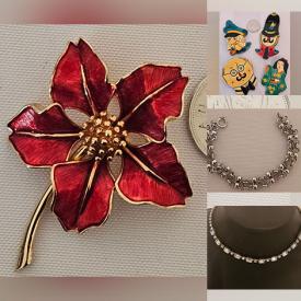 MaxSold Auction: This online auction includes jewelry such as vintage earrings, necklaces, jewelry box, bracelets, vintage D’Orlan long necklace, brooches, costume rings, silver tone pendants, brooch pins and much more!