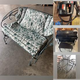 MaxSold Auction: This online auction includes furniture such as a bedroom set, dining table set, massage chair, desk, chair, wood buffet, tables, armchairs, Weaver piano, trunks and others, yard tools, Kenmore sewing machine, hand tools, books, bottle capper, silver servingware, crystalware, warehouse scale, jewelry, Nerf toys, Samsung TV and more!