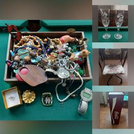 MaxSold Auction: This online auction features costume jewelry, Jim Daly artwork, wine fridge, wooden sculptures, decanters, shoes, perfume bottles, vintage toys, collector plates, small kitchen appliances, yard tool, fitness gear, and much more!