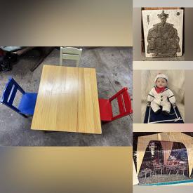 MaxSold Auction: This online auction features sofabed, garden art, table lamps, wooden rocking horses, cuckoo clock, antique wooden headboards, doll collection, doll furniture, decorative plates, collector plates, and much more!!