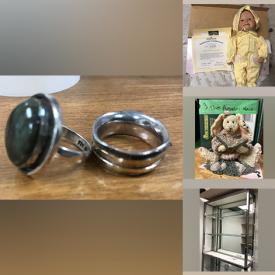 MaxSold Auction: This online auction includes NIB collectibles such as Coalport, Royal Doulton, Lladro, Ashton-Drake and Knowles porcelain dolls with COAs, Boyd’s Bears, Precious Moments, Cherished Teddies, Harmony Kingdom ornaments, Dept 56, lamps, display cabinets, framed art, nesting tables, sterling silver jewelry, and much, much more!