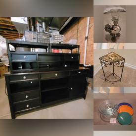 MaxSold Auction: This online auction includes wine glasses, pots and pans, Chefmate tools, Lenox server and other kitchenware, bags, costume jewelry, binders, decor, tablecloths, Captioncall phone system, furniture such as chairs, wood bookcase, desk, stands and much more!\n