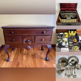 MaxSold Auction: This online auction includes vintage piano, Victorian pump organ, and more instruments, Lladro, Hummel, Royal Doulton, furniture such as vintage wingback chair, vintage cabinet, vintage drop-leaf table, dough hutch, and antique tallboy, vintage glassware, insulators, home decor, hardcover books, vintage trains, office electronics, silver plate utensils, power tools, Kuhlmann engraving machine, Rockwell lathe, vintage tins, sewing, quilting and crafting supplies, and much more!