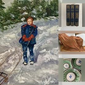 MaxSold Auction: This online auction includes signed paintings, vintage MCM pottery, antique and first edition books, art glass, Fiesta ware, antique satin brocade, iRobot Roomba, costume jewelry, and more!