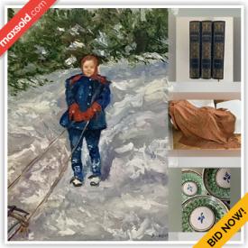 MaxSold Auction: This online auction includes signed paintings, vintage MCM pottery, antique and first edition books, art glass, Fiesta ware, antique satin brocade, iRobot Roomba, costume jewelry, and more!