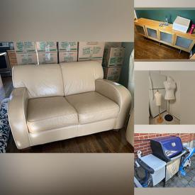 MaxSold Auction: This online auction includes furniture such as a leather couch, cabinets, chairs, TV stand, tables, bed frames, dresser, Singer sewing machine in table and others, kitchenware, small kitchen appliances, crystal items, BBQ grill, planters, lamps, sewing mannequins, rugs, decor, art glass and more!