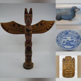 MaxSold Auction: This online auction features Indigenous art, art glass, art pottery, Josef Original figurine, oil lamp, decorative plate, teacup/saucer sets, Cloisonne box, Disney collectibles, S & P shakers, perfume bottle, Moorcroft ashtray, watches, vintage bottles, games, vintage harmonica, stamps, yarn, Star Wars collectibles, fishing gear, vintage marbles, decanter, vintage vanity set, vintage tools, and much, much, more!!