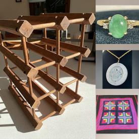 MaxSold Auction: This online auction features gemstone jewelry, sterling Mexican bracelet, vintage jadeite, Geoffrey Armstrong artwork, jade pendants, art glass, MCM wine rack, vintage jewelry, vintage chandelier crystals, and much, much, more!!