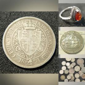 MaxSold Auction: This online auction includes Canadian, British, Roman and other coins, bank notes, jewelry such as rings, earrings, bracelets and more!