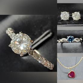 MaxSold Auction: This online auction features diamond earrings & rings, tanzanite earrings & rings, ruby necklace & earrings, sapphire ring, diamond necklace, moissanite rings, black diamond ring, and much, much, more!!