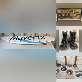 MaxSold Auction: This online auction features carousel horse, cookie jar, vintage sewing machine & table, surfboard, vintage canteens, tent, Photo prints, collectible plates, art glass, aquarium table, vintage Pyrex, puzzle, bicycle, patio furniture, Tiffany-style lamp, and much more!