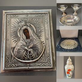 MaxSold Auction: This online auction includes sterling silver and silverplate silverware and decor, Belleek, Waterford, Wedgwood, Aynsley, model kits, costume jewelry, framed original artwork, and more!