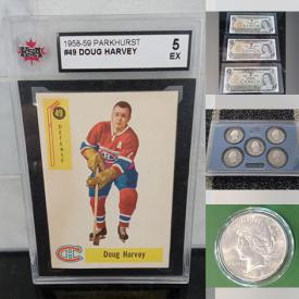 MaxSold Auction: This online auction includes coins, banknotes, hockey cards, Michael Jackson cards, Pokemon cards, Elvis stamps, Barbie, NHL-opoly and more!n