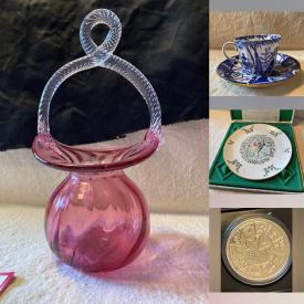 MaxSold Auction: This online auction features cranberry glass, teacup/saucer set, vintage books, sports trading cards, collector plates, horse brass, advertising tins, coins, stamp collection, watches, Liz Schilbach paintings, vintage Pyrex, and much, much, more!!