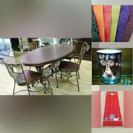 MaxSold Auction: This online auction features art pottery, vintage Canadian Christmas cards, books, mirrors, butterfly lamps, jewellery, Indian crewel work, tea towels, shawls/scarves, African-inspired fabrics, Chinese embroidery, tablecloths, display units, desk, TV, slatwall fixtures, and much, much, more!!